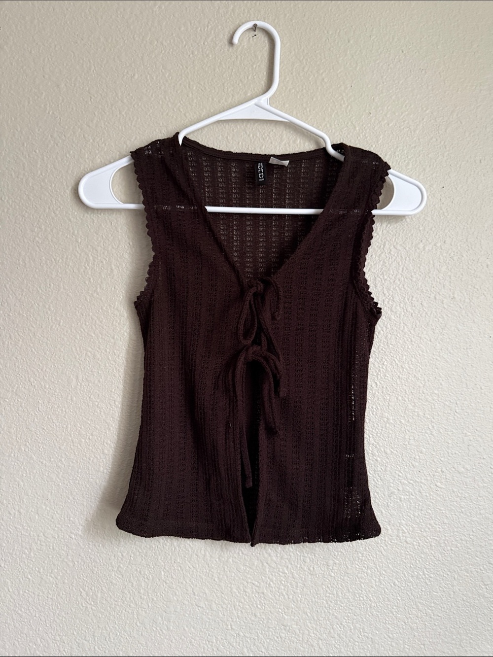 H&M Brown Knit Tie-Front Sleeveless Top Size XXS